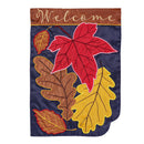 Fall Leaves On Navy Applique House Flag