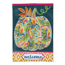 Patterned Jacobean Floral Pumpkin Applique House Flag