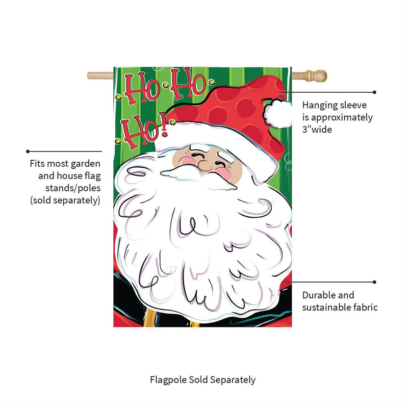 Ho Ho Ho Santa Applique House Flag