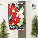Holiday Poinsettia Applique House Flag