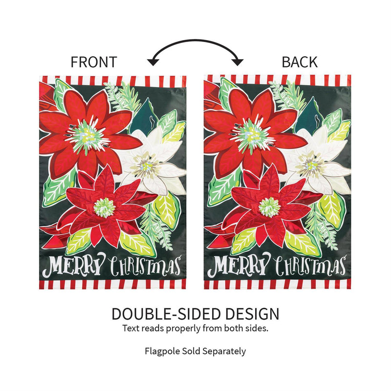 Holiday Poinsettia Applique House Flag