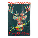 Patterned Reindeer Applique House Flag
