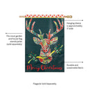 Patterned Reindeer Applique House Flag