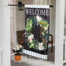Winter Foliage Welcome Applique House Flag