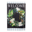 Winter Foliage Welcome Applique House Flag