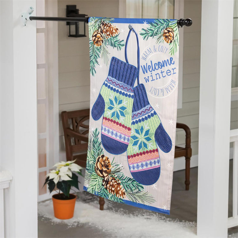 Winter Mittens Applique House Flag
