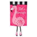 Let's Flamingle Applique House Flag