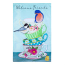 Songbirds and Teacups Applique House Flag