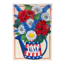 USA Floral Watering Can Applique House Flag