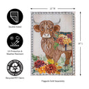 Highland Cow Fall Floral Applique Garden Flag_x000D_