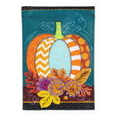 Pattern Pumpkin on Teal Applique Garden Flag_x000D_