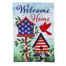 Patriotic Bird House Welcome Applique Garden Flag