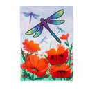 Dragonfly and Poppy Applique Garden Flag