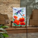 Dragonfly and Poppy Applique Garden Flag