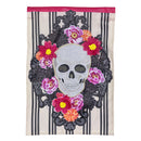 Happy Skull Floral Applique Garden Flag