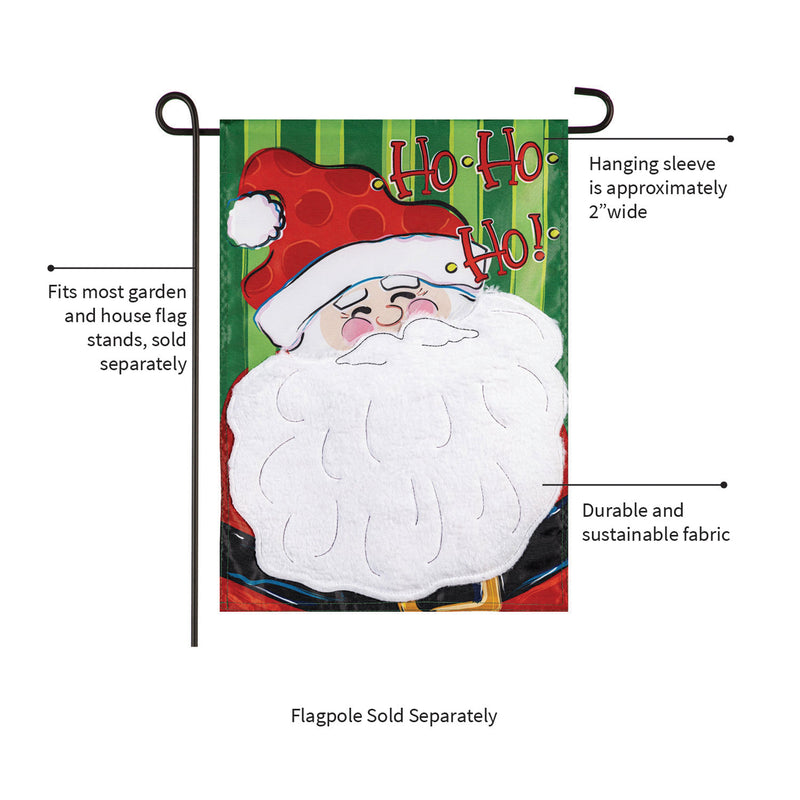 Ho Ho Ho Santa Applique Garden Flag