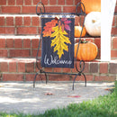 Welcome Autumn Leaves Applique Garden Flag