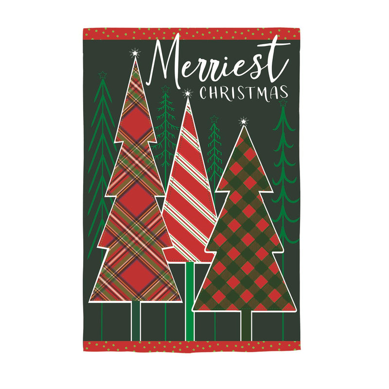 Merriest Christmas Tree Applique Garden Flag
