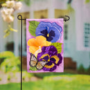 Pansy & Butterfly Applique Garden Flag
