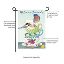 Songbirds and Teacups Applique Garden Flag