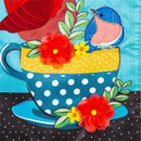 Songbirds Welcome Applique Garden Flag