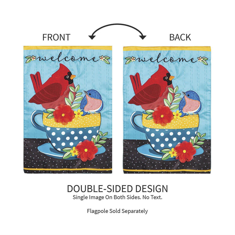 Songbirds Welcome Applique Garden Flag