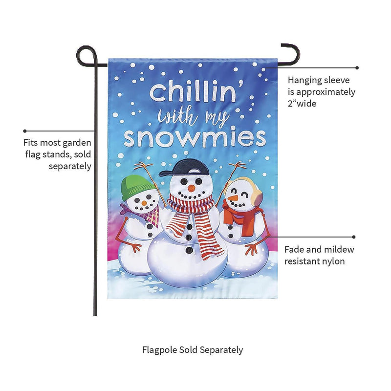 Chillin with My Snowmies Applique Garden Flag