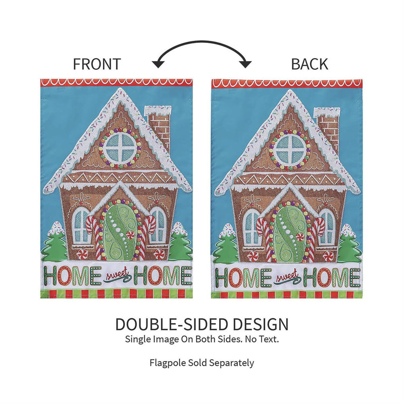 Gingerbread Home Sweet Home Applique Garden Flag