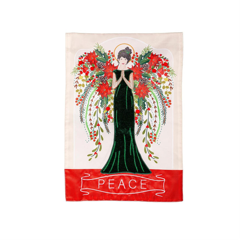 Floral Angel Applique Garden Flag