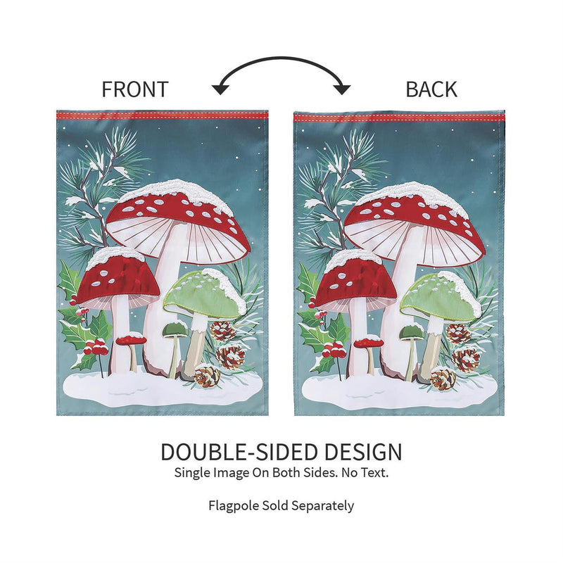 Woodland Winter Mushroom Applique Garden Flag
