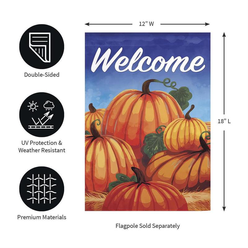 Welcome Pumpkin Patch Applique Garden Flag