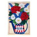 USA Floral Watering Can Applique Garden Flag