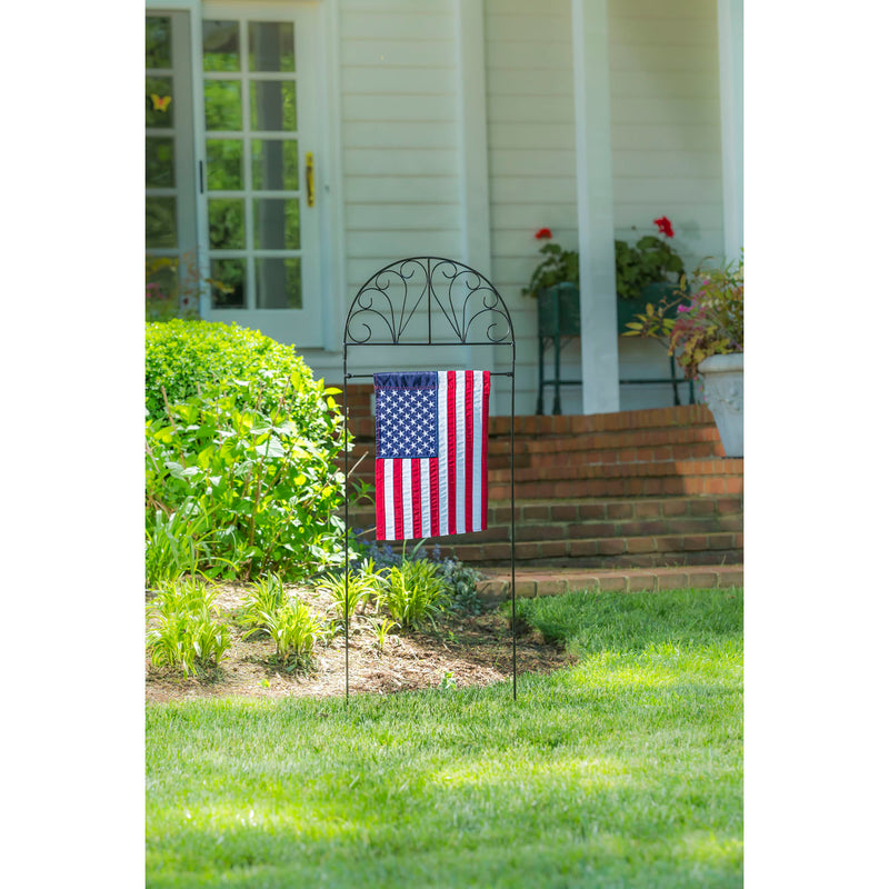 Evergreen Flag hardware,Decorative Swirls Garden Flag Arbor Stand,18x0.5x52 Inches