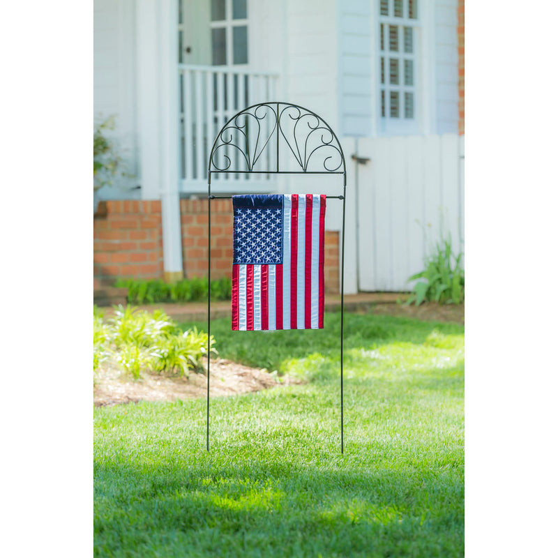 Evergreen Flag hardware,Decorative Swirls Garden Flag Arbor Stand,18x0.5x52 Inches