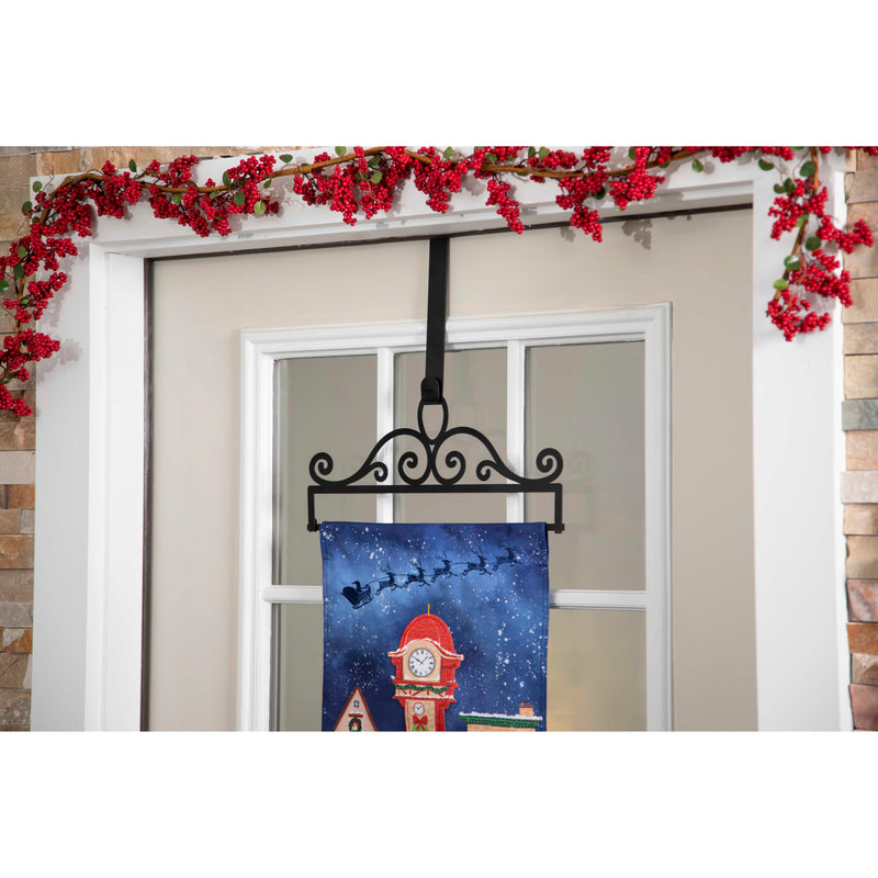 Evergreen Flag hardware,Scroll Garden Flag Over the Door Hanger,14x0.1x14.25 Inches