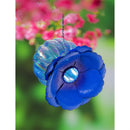 Metal Flower with Iridescent Glass Bird Feeder, Blue Dahlia