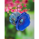 Metal Flower with Iridescent Glass Bird Feeder, Blue Dahlia