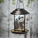 Solar Glass and Metal Snowman Bird Feeder