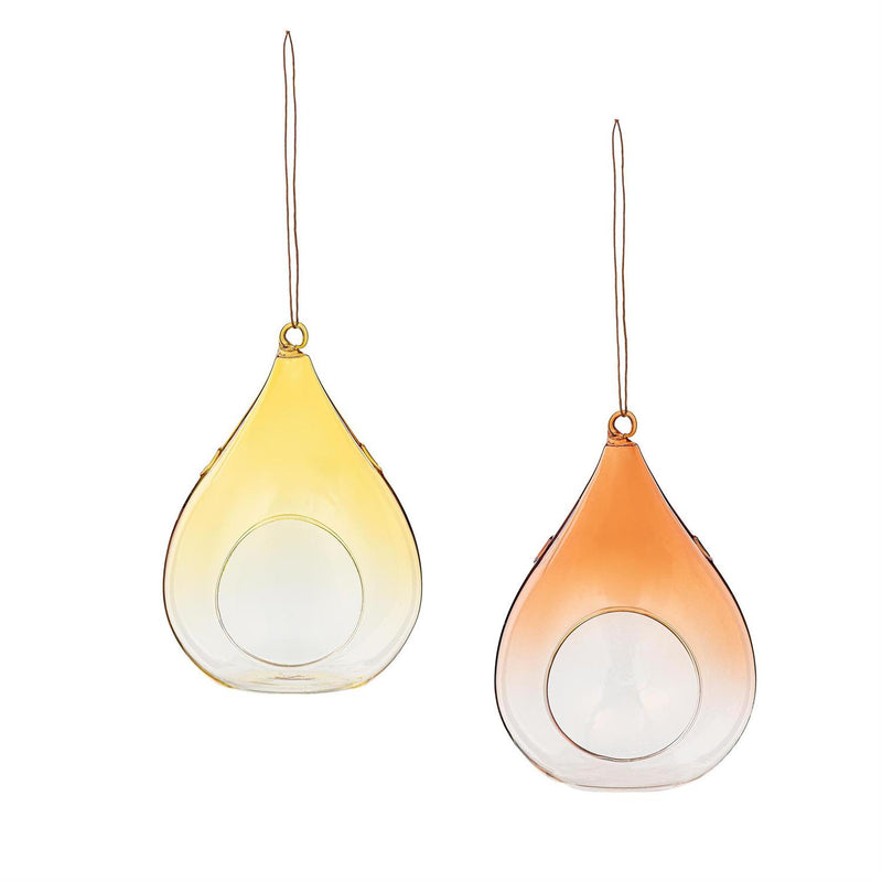 Tear Drop Glass Bird Feeder, 6"H, Set