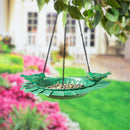 Metal Hanging Circle Bird Feeder With Leaves