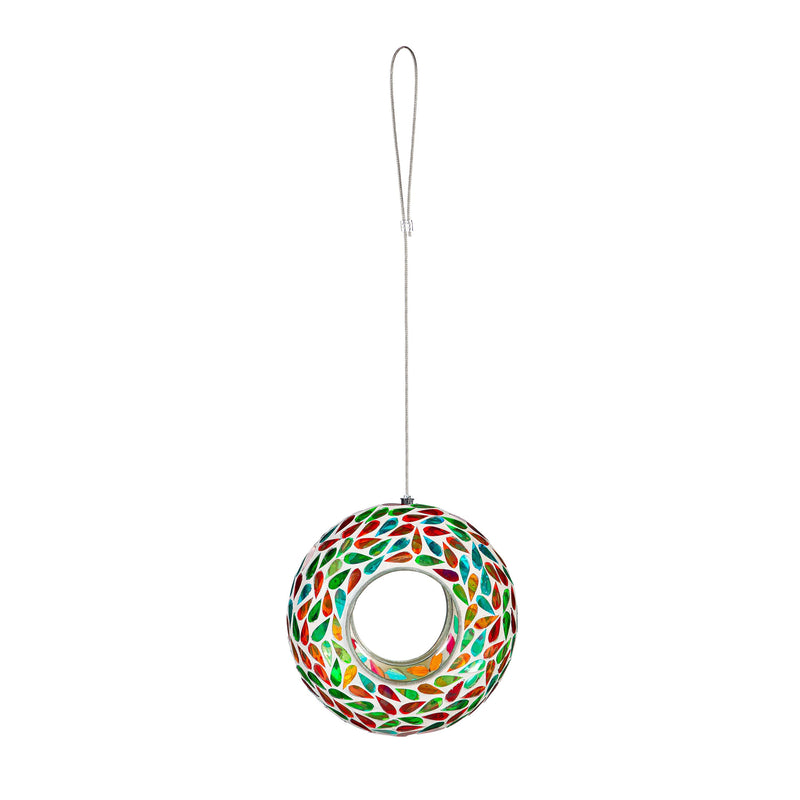 What She Shed Bird Feeder, Mosaic Glass Fly Through Rainbow Portal, 6"