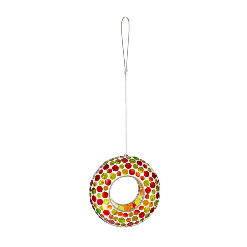 What She Shed Bird Feeder, Mosaic Glass Fly Through Rainbow Portal, 6"