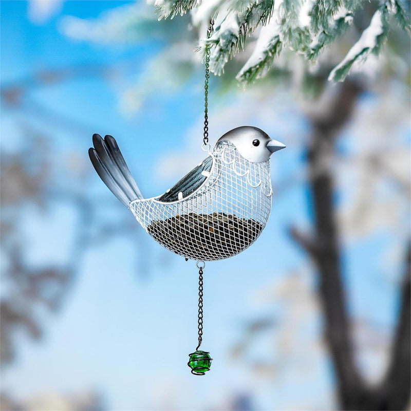 Woodland Storybook Bird Feeder, Metal Hanging Bird Feeder, Snow Bird, 13"H