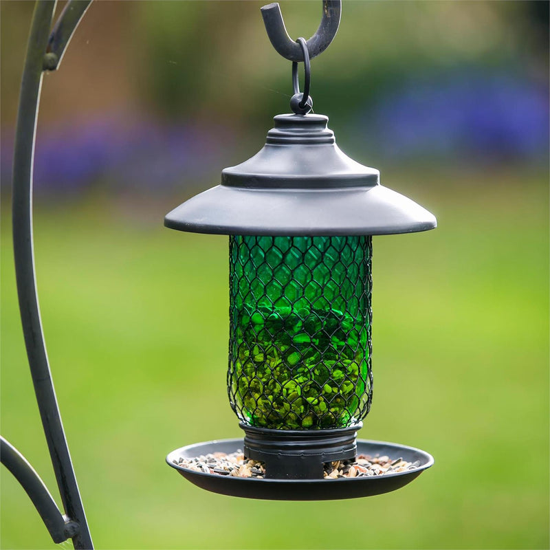 Glass & Metal Bird Feeder, 3 ASST