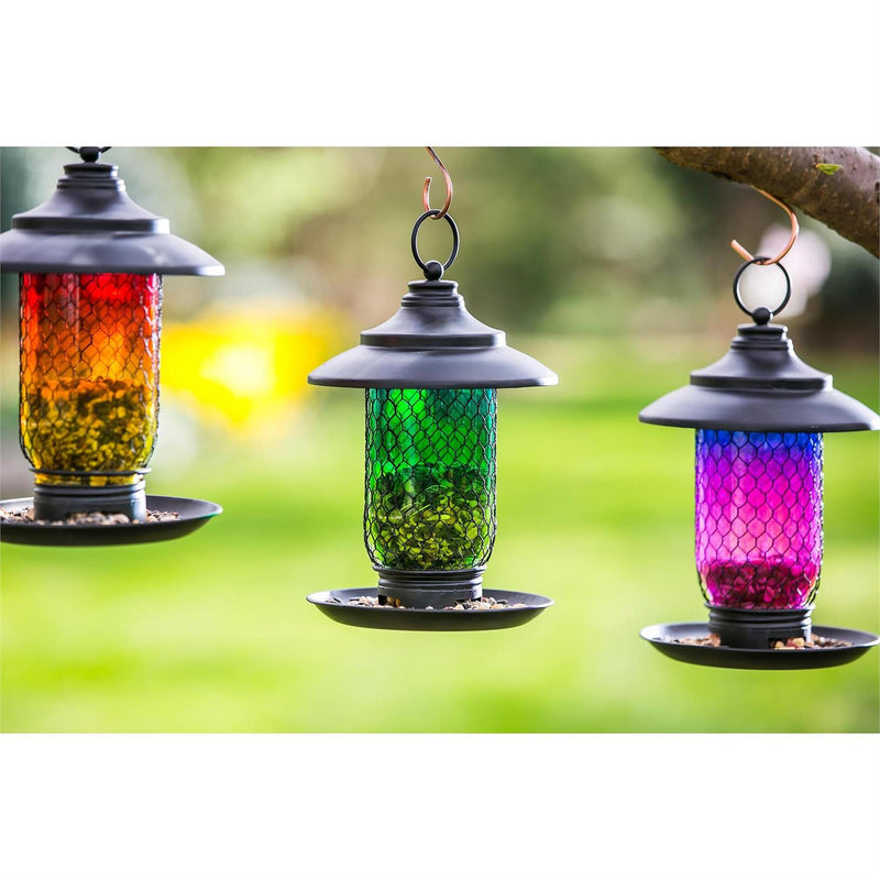 Glass & Metal Bird Feeder, 3 ASST