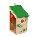 Wooden Bird House with Acrylic Viewing Window, Pink Flower