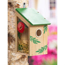 Wooden Bird House with Acrylic Viewing Window, Pink Flower