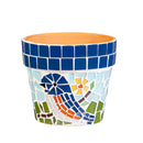 Blue Bird Mosaic Cachepots, Nested Set of 2