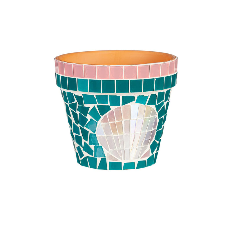Mosaic Iridescent Coastal Cachepot, Nested Set of 2, Asst of 2