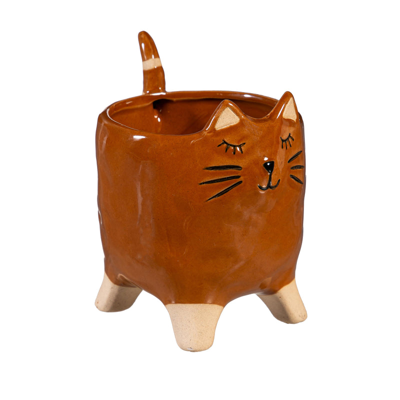 Petal & Plow Planter, Ceramic, Cat, Asst of 2